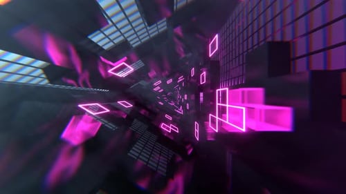 Pink Neon Triangular Sci Fi Tunnel Background VJ Loop l 4K