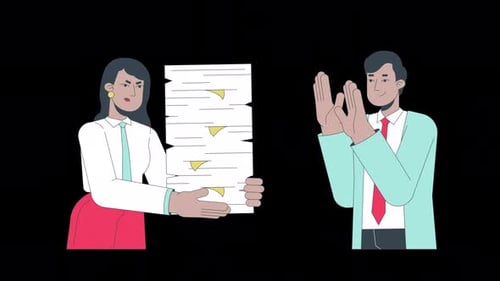 Business Woman Completes Tasks and Receives Applause Animation