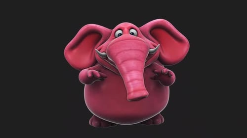 Fun 3D cartoon elephant talking (with alpha channel)