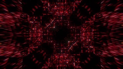 Futuristic Red Geometric Lines Tunnel Background Loop