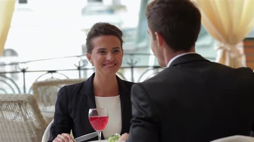 Business Woman Lunch Meeting at Restaurant