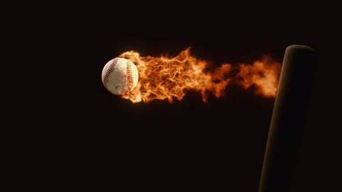 Flaming Baseball Moving Past Bat Dynamic Visual Effect