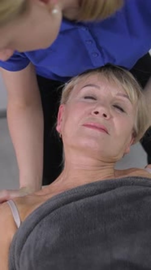 Woman Receiving a Neck Massage, Close Up