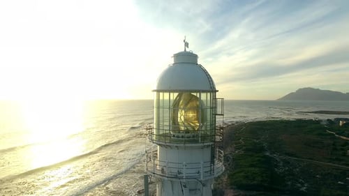 Coastal Lighthouse Beacon with Ocean at Sunset