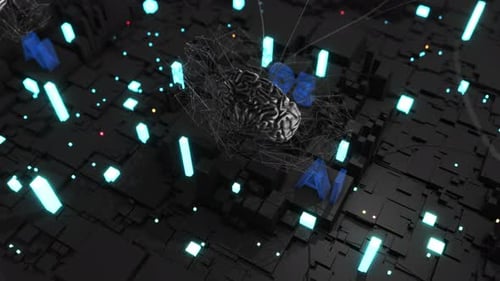 4K Technology Chip Brain Metaverse Background