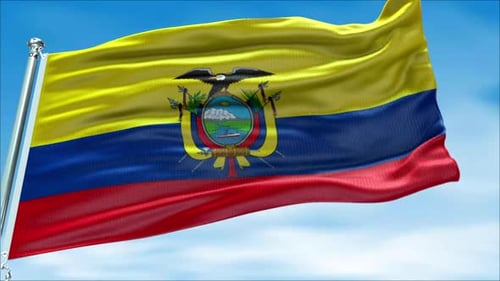 Realistic Ecuador Flag Waving in Blue Sky Loop