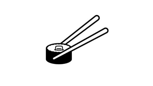 Animated Sushi Roll with Chopsticks Flat Design Icon