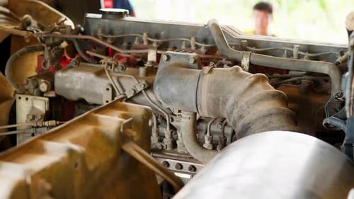 Truck Engine with Fan Detail