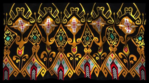 Tela de tela con estampado de seda étnica de Indonesia Alpha Songket Batik Kalimantan Timur Borneo Dayak Shaho