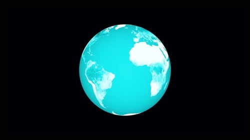 Rotating Cyan Digital Earth Globe Animation