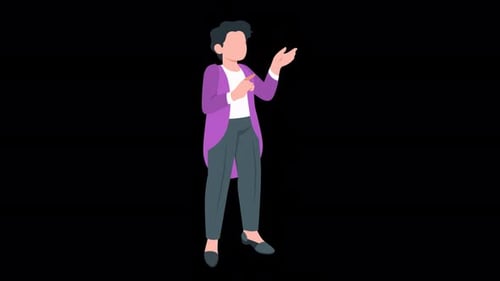 Animated Flat Design Character Pointing and Gesturing