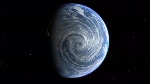 Planet Earth Spinning Slowly in Space