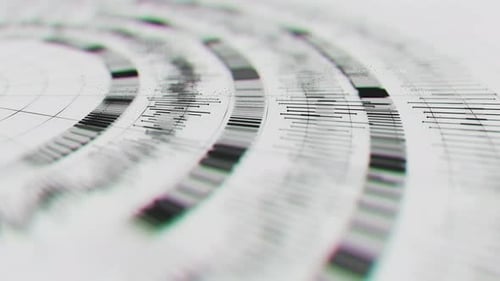 Closeup of Big Data Complex Round Graph Animation Quantum Computing Universe Cyber Space of AI