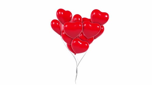 Red Balloons rotating in loop on white background