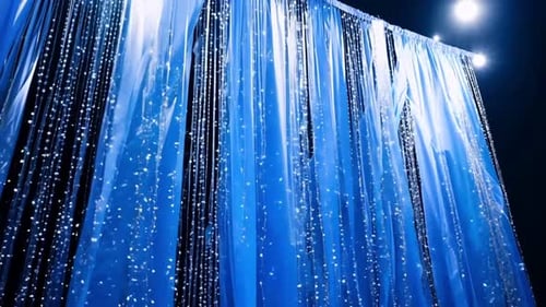 Dreamy Blue Wedding Streamer Curtain Shining Spot Stage Background