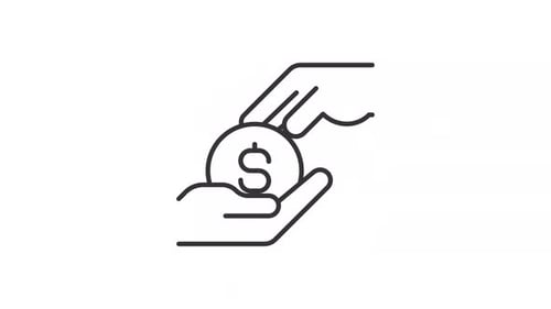 Animated Giving Money Line Icon with Dollar Coin