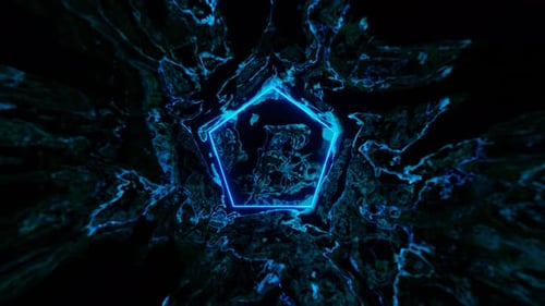 Cyan Pentagon Liquid Effect Background Loop Animation In 4K
