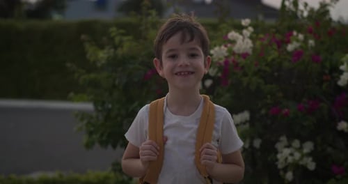 Portrait Beautiful of a Happy Cute School Boy a Smiling School Boy a Little Boy with a Backpack