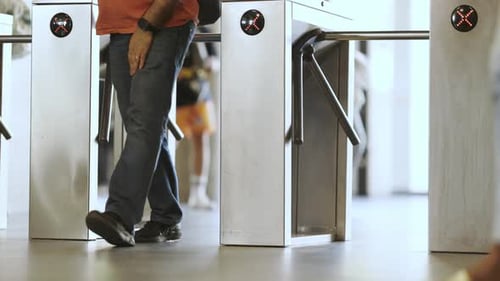 Automatic Turnstile in Transport System Vapor on River of Big City