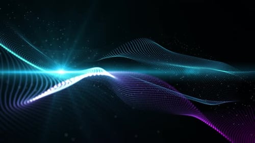 Blaue, glatte, futuristische, abstrakte Wellenform, die sich in einer nahtlosen Schleife entwickelt