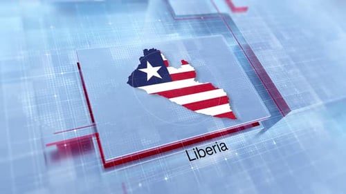 Digital Futuristic Liberia Map Flag Reveal Animation