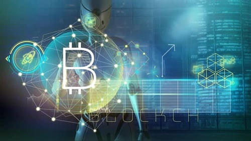 Panneau holographique Android et Bitcoin 4K
