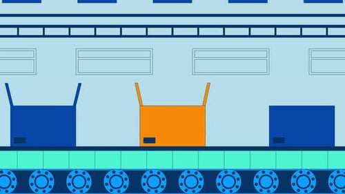 Flat Design Industrial Conveyor Belt Animation