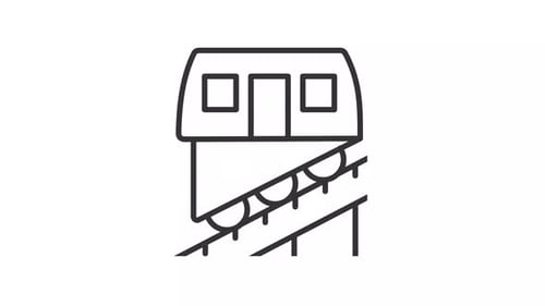 Animation noire simple en ligne fine de l'icône du funiculaire