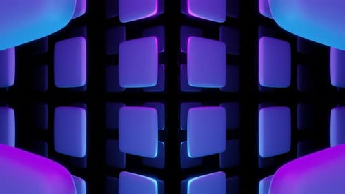 Purple Gradient Illuminated Squares Tunnel Technology Animation Background