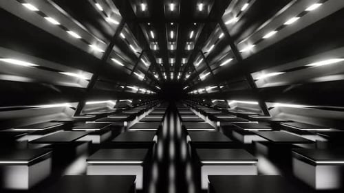 Black And White Rhomboid Neon Corridor Background Vj Loop In 4K