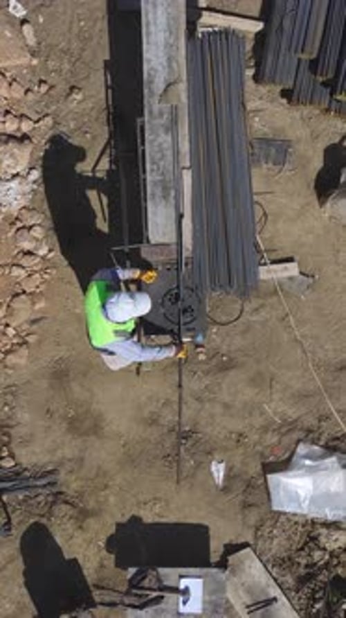 Construction Worker at an Urban Construction Site