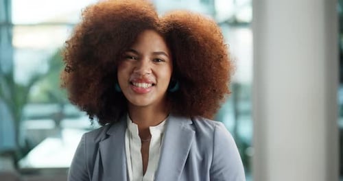 Corporate, business and face of African woman in office with confidence