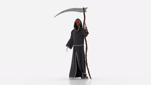 Grim Reaper Stand Idle With Dynamic Dress Simulate in Wind