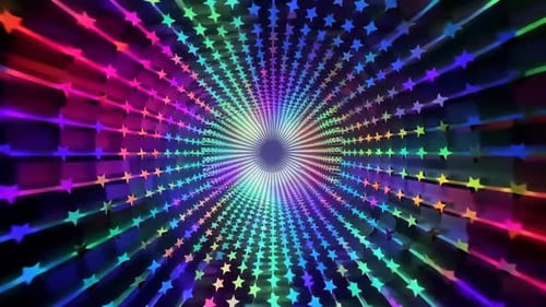 Leuchtender Regenbogen-Stern-Tunnel-Motion-Grafikschleife