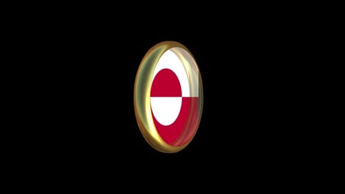 Greenland Flag 3D Spinning Badge Pin Button Animation