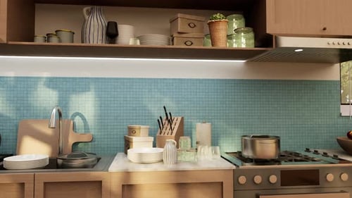 Modern Kitchen Interior Walkthrough with Natural Light