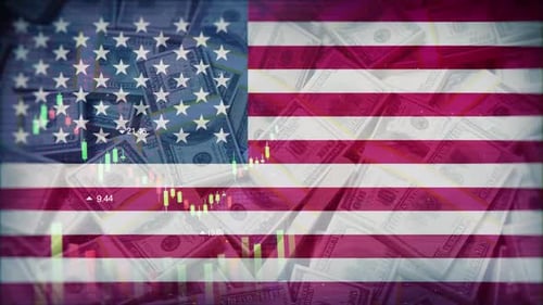 American Flag Stock Market Data Glitch Finance Animation