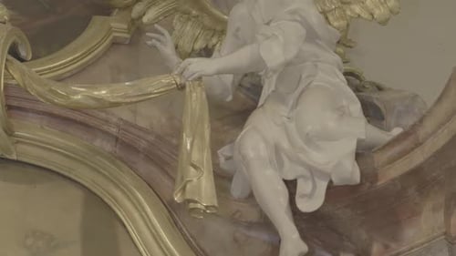 Stone Angel Sculpture Holding Fabric
