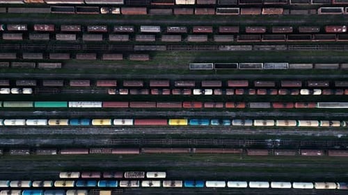 Parked Cargo Trains from above