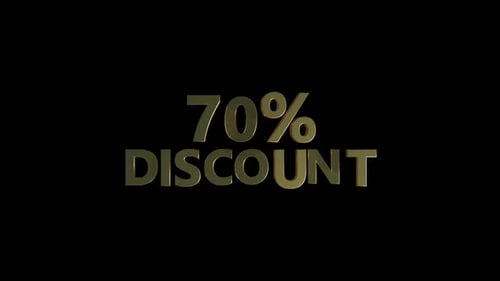 Golden 3D Text Discount Percentage Animated Typography