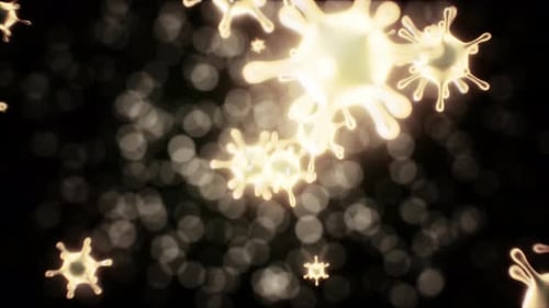 Glowing Microscopic Cells Floating Medical Science Background