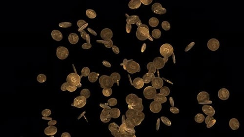 Endless Loop Bitcoin Fountain Rain With Alpha Transparency Background