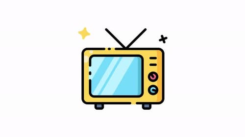 Animated Retro TV Icon in Flat Design Style