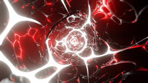 White And Red Organic Sci Fi Background VJ Loop l 4K