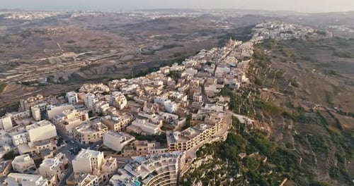 Aerial View Cityscape of Zebbug Island of Gozo Malta