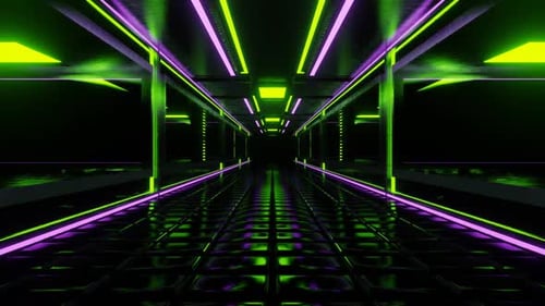 Light Purple And Lime Neon Central Corridor Background Vj Loop In HD