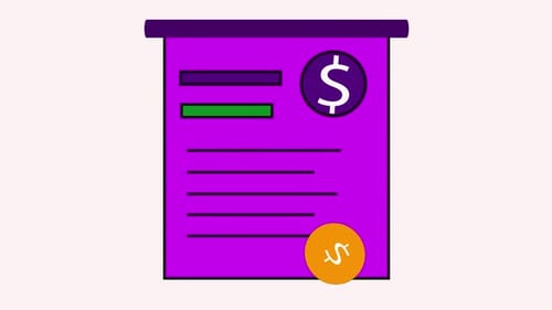 Moderne Illustration von Finanzdokumenten mit einem Dollarzeichen, lebendigen farbigen Linien und anpassbarer Gestaltung