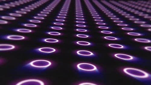 Abstract purple pattern of glowing geometric circles loop futuristic hi-tech background