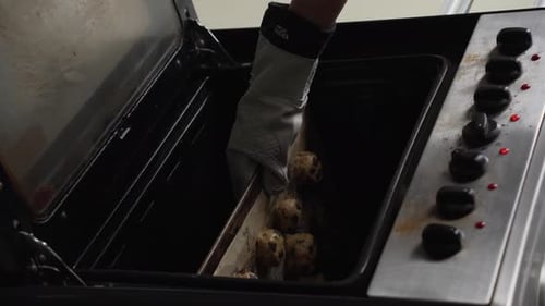 Preparing Cookie Dough in Oven at Home
