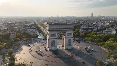 Aerial view of Arc de Triomphe (Arch of Triumph) in Paris, France